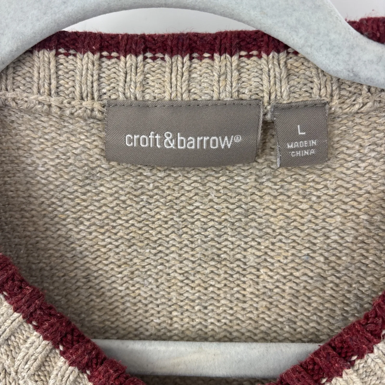 Croft &‎ Barrow Womens Cardigan Sweater Large Full Zip Silk Cardinal Winter Snow - Image 4