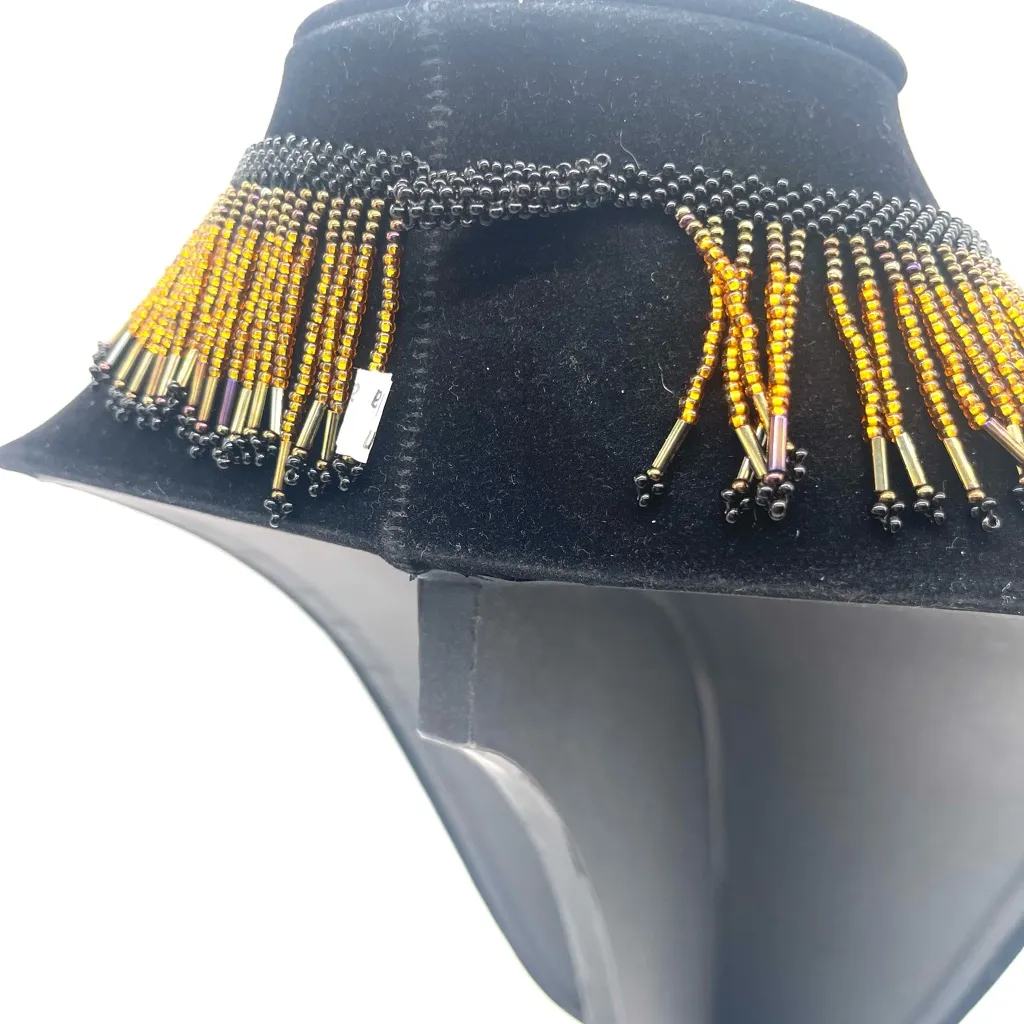 Beaded Bib Necklace made in Guatemala Black - Image 4