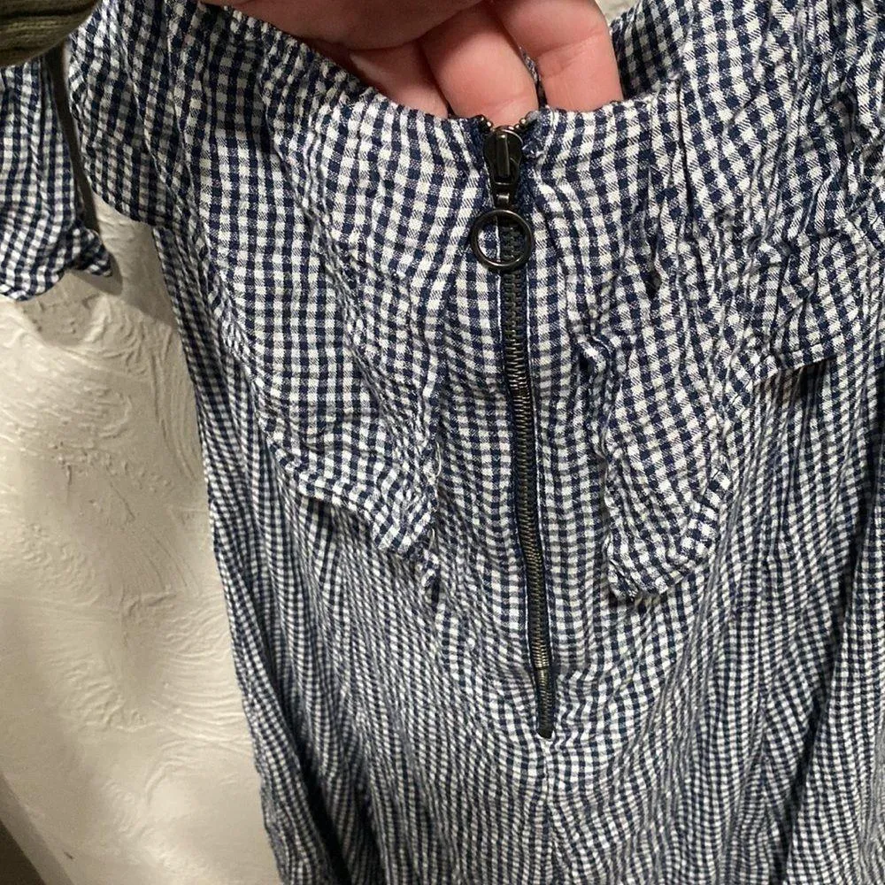 American Eagle Blue Gingham Off The Shoulder Dress Size XL NWT - Image 5
