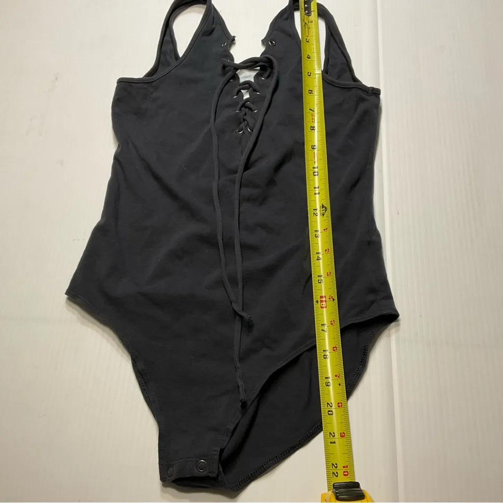 American Eagle Body Suit Women Size S Charcoal Gray Lace Up Tank Top - Image 7