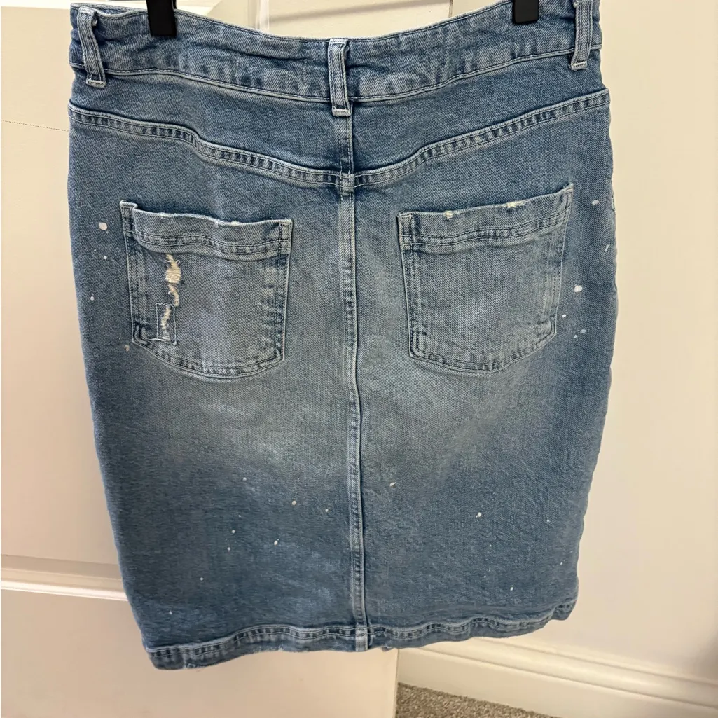 Anthropologie Pilcro Patchwork Denim Midi Skirt - Image 4