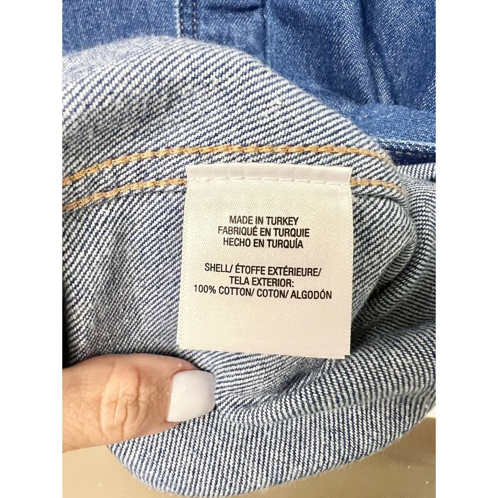 NWT Favorite Daughter 100% Cotton Boulevard Trench Coat Denim Blue Women's S - Image 3