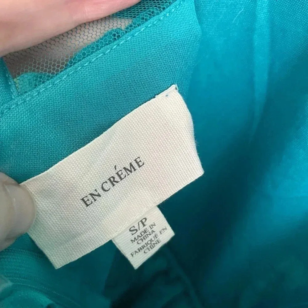 CLEARANCE!!! En Créme Brand Cocktail Teal & Lace Midi‎ Dress Size Small EUC! Blue - Image 5