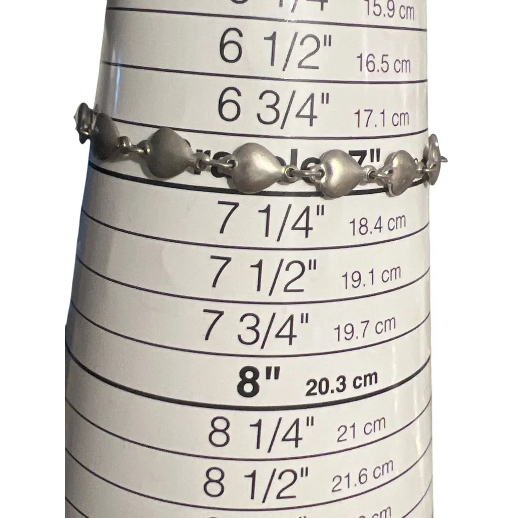 Vintage Silver Tone Bracelet Heart Links Dainty Spring Ring Clasp Estate 6.75" - Image 4