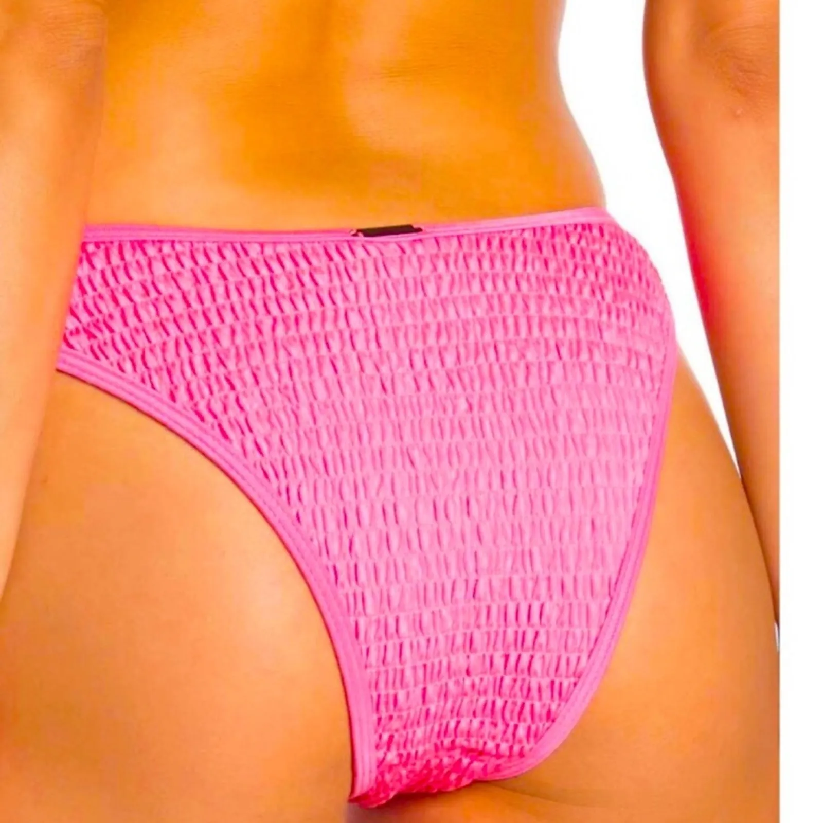 NWT Kendall + Kylie Henely scrunch swim bottom in neon pink - Image 4