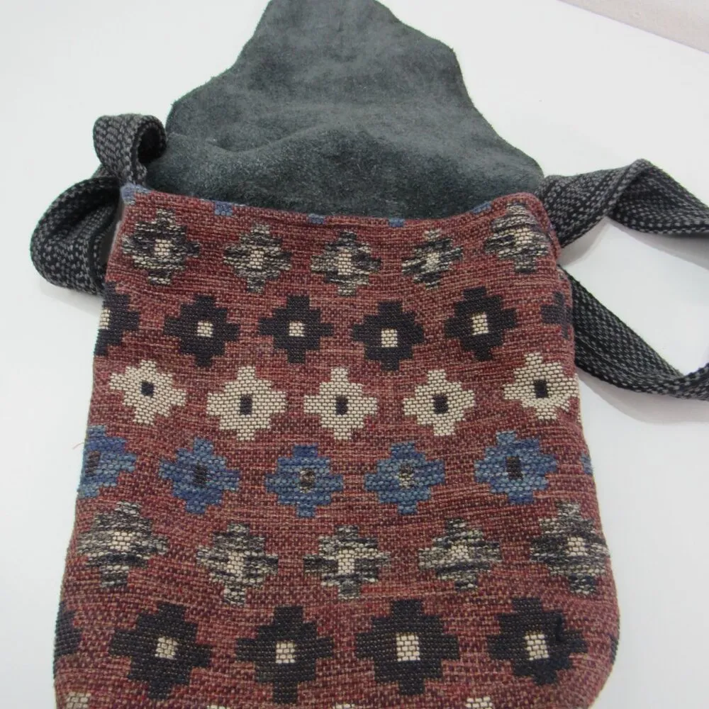 Aztec Southwestern Crossbody Pebbled Leather Boho Western Cowgirl Tote Bag Suchi Black - Image 5