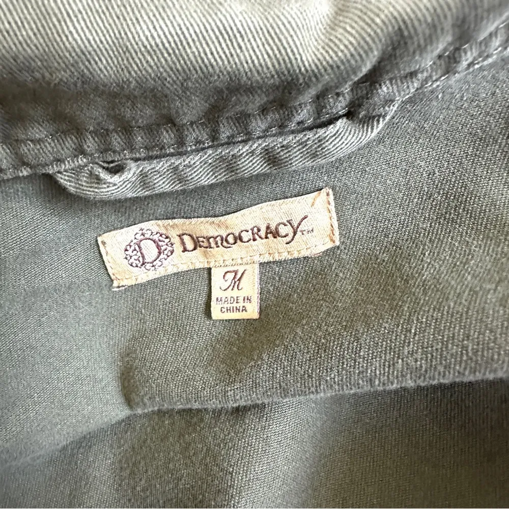 Democracy Utility Jacket Women's M Army Green Olive Military Embroidery Pockets - Image 10