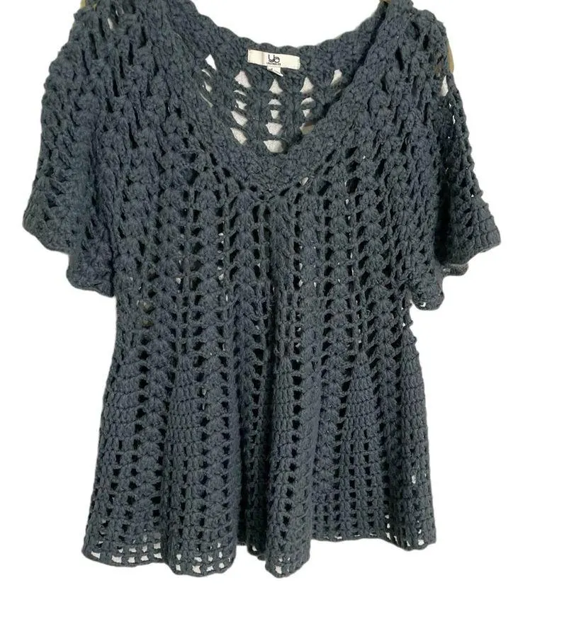 Ya Los Angeles Crochet Flounce Sweater Top Small - Image 2
