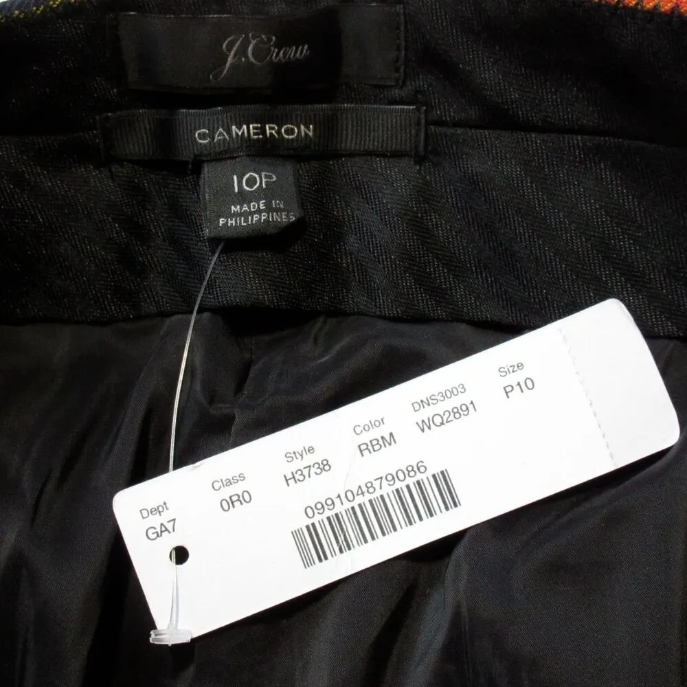 NWT J.Crew Cameron Slim Crop in Red Black Tartan Plaid Stretch Wool Pants 10P - Image 4