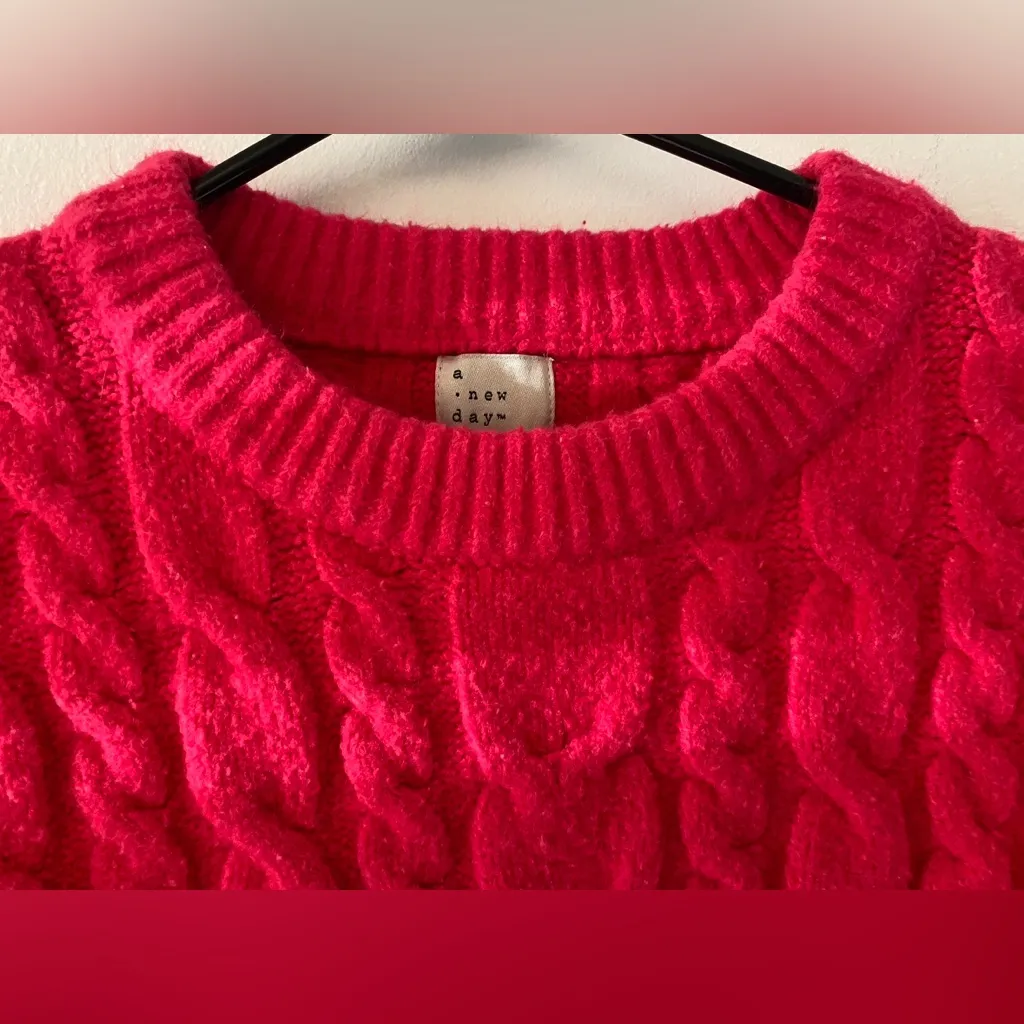 A New Day Hot Pink Barbie Crewneck Sweater Women's Sz Small Red - Image 3