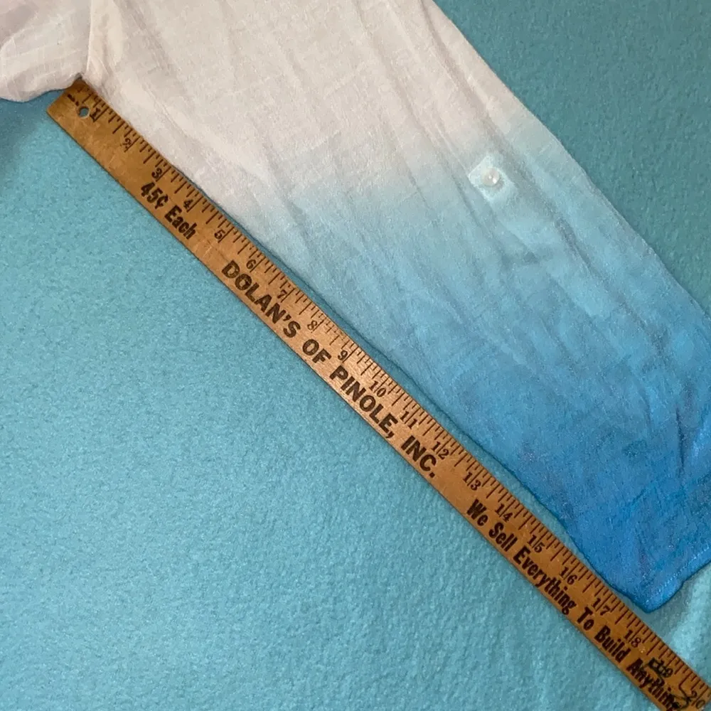 ZAC & RACHEL gauzy ombré tunic long sleeves semi sheer pockets v - Image 12