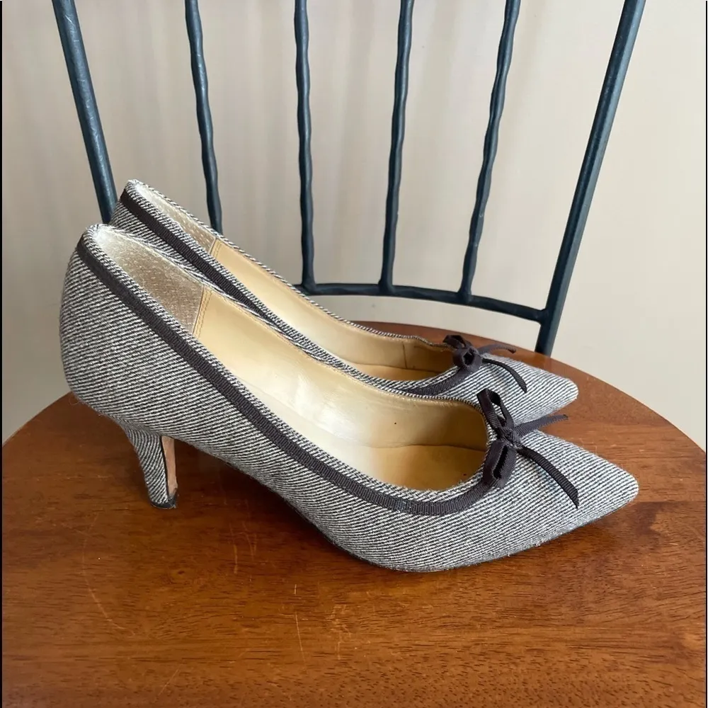 Kate Spade Tweed Bow Pointed Toe Pump in Brown Size 9‎ - Image 5