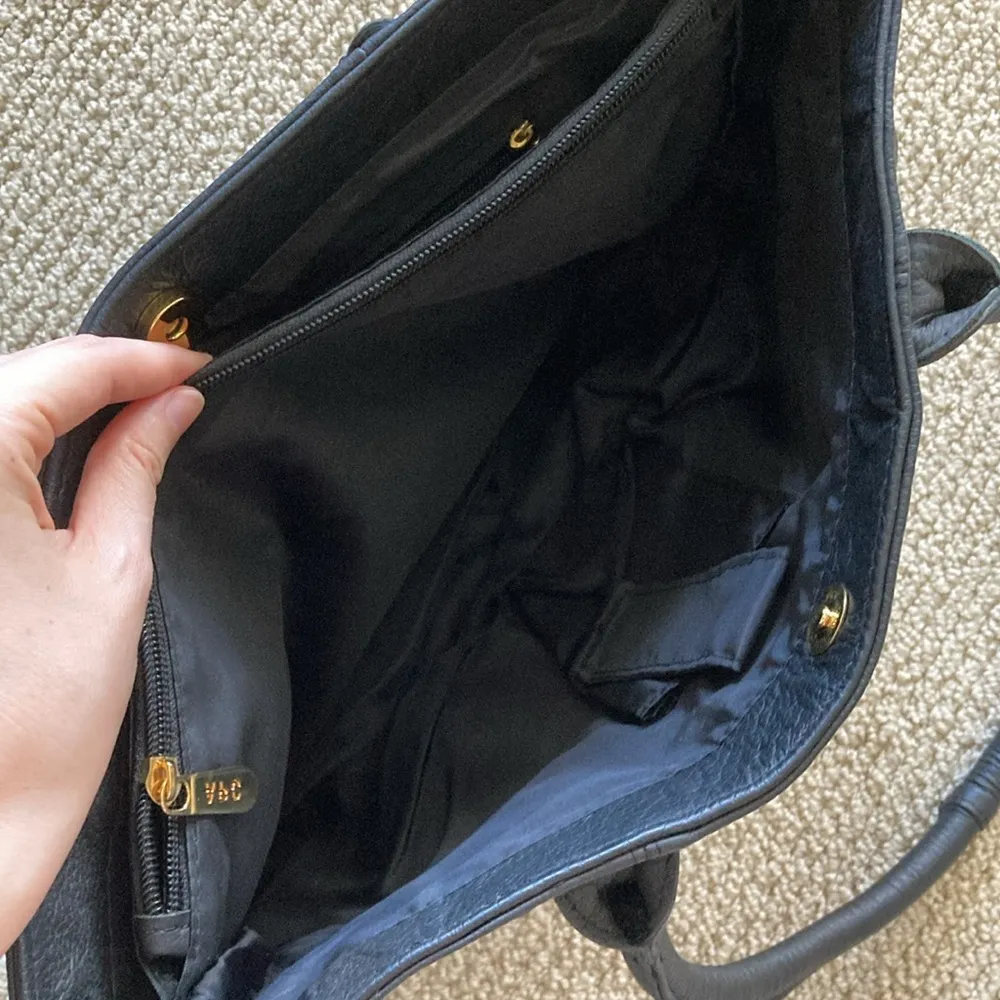 A.P.C. Vintage Black Shoulder Bag Genuine Leather Handbag Pockets Like New - Image 10