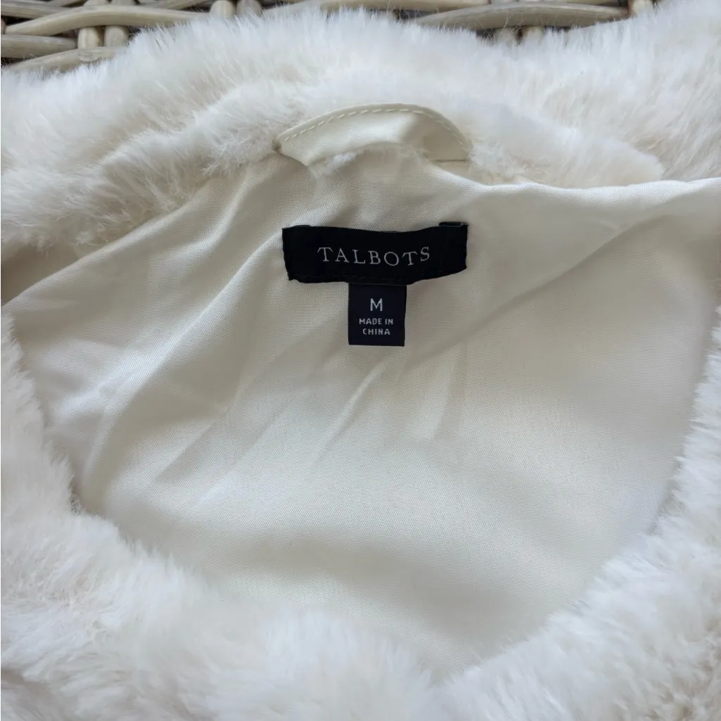 Talbots Tie Waist Faux Fur Vest medium workwear holiday occasion classic‎ - Image 10