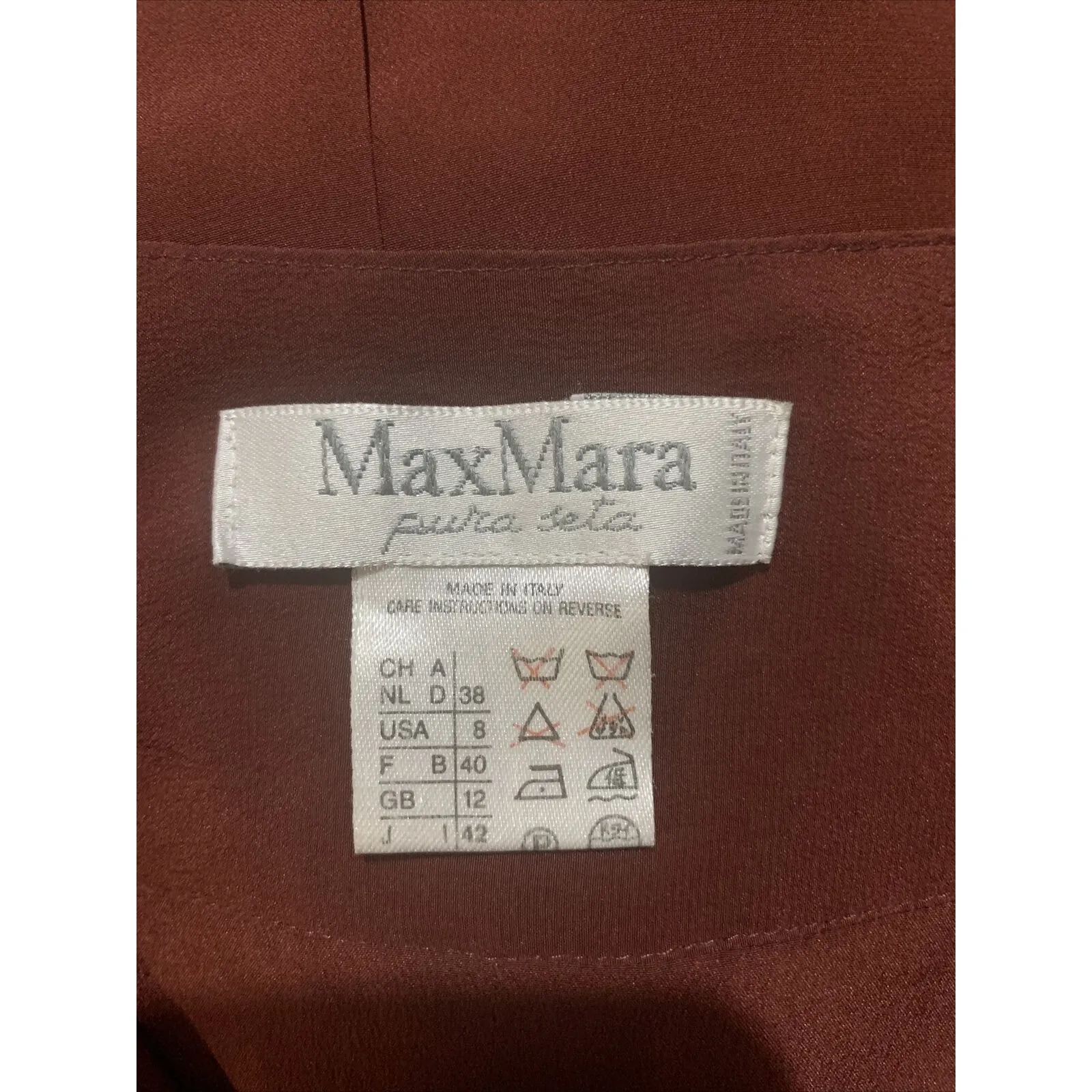 Max Mara pura‎ seta button down Silk brown Top 8 - Image 2