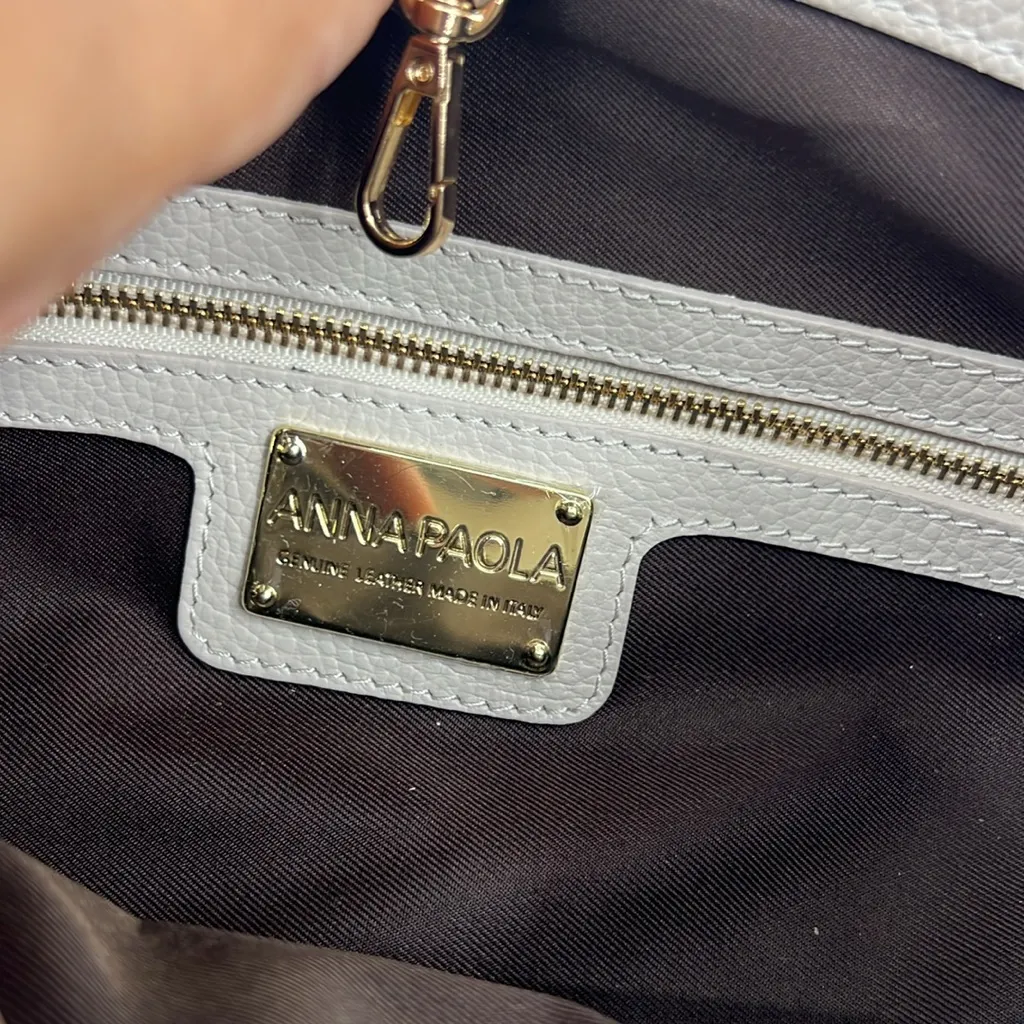 Anna Paola Made In Italy Leather Clutch Crossbody With Side Suede Panels - Image 5