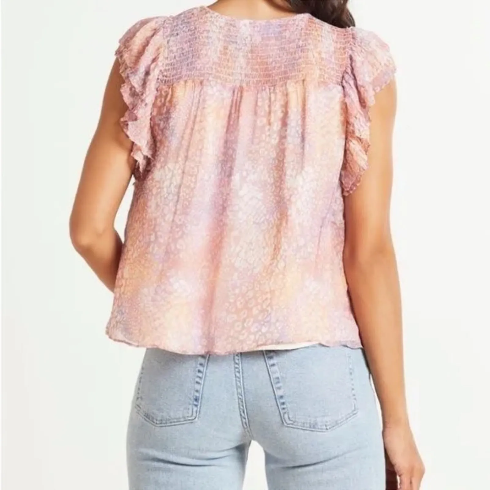 BB Dakota Dreams Are Made Of Tie Dye Short Sleeve Ruffle Top‎ Size M - Image 2