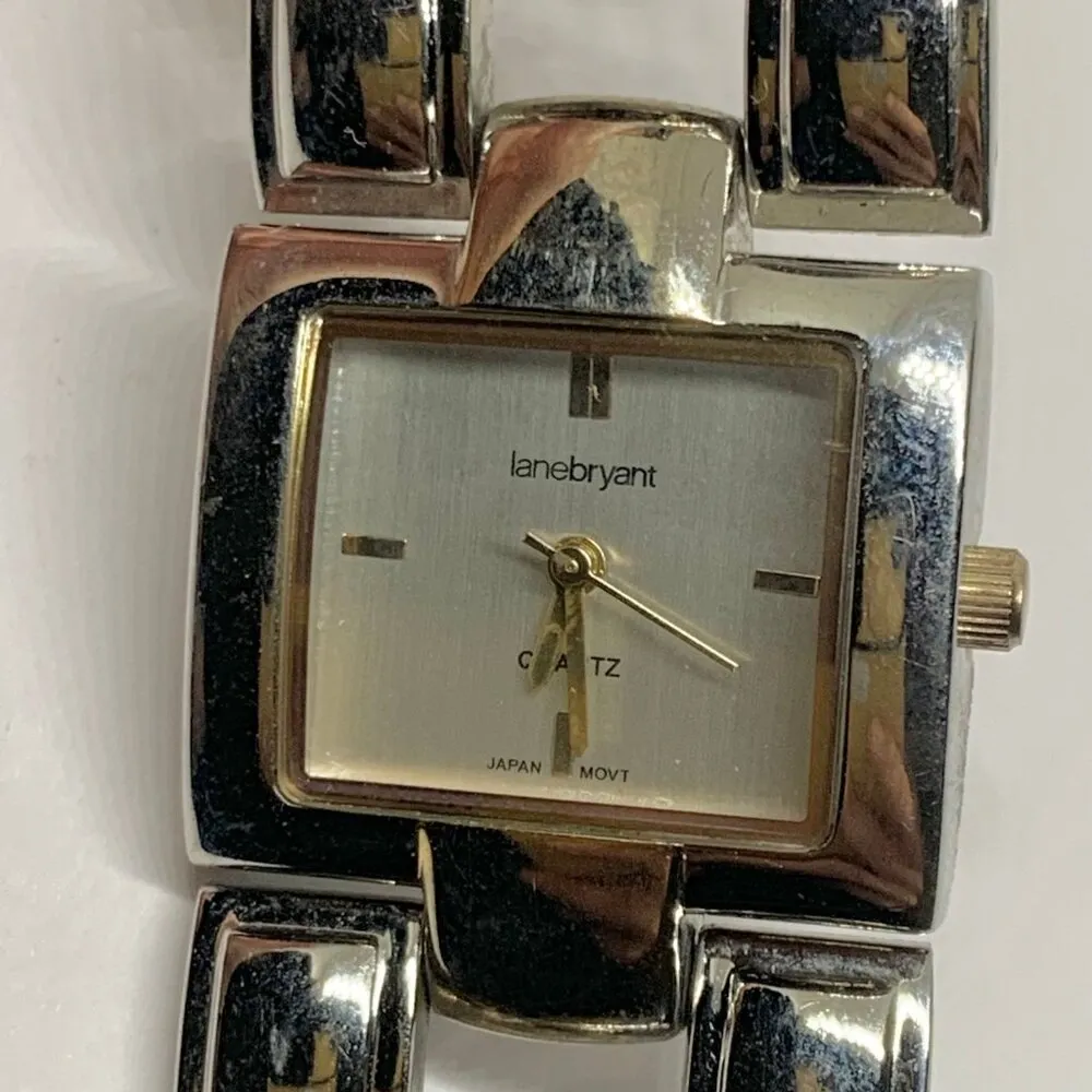 lane bryant women’s watch quartz analog silver gold tone 26mm size 7.5” running - Image 2