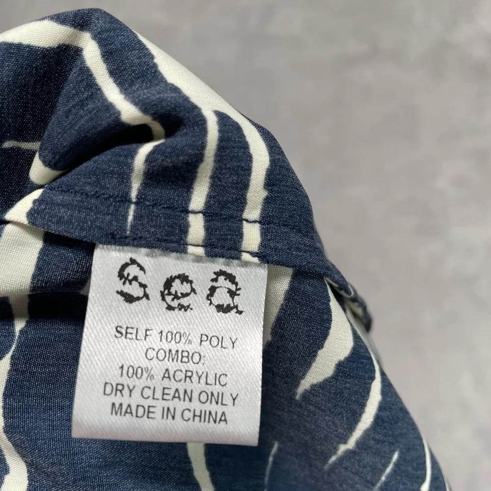 Sea New York Top Womens 2 Blue Print Nautical Coastal Classic Silky Preppy - Image 4