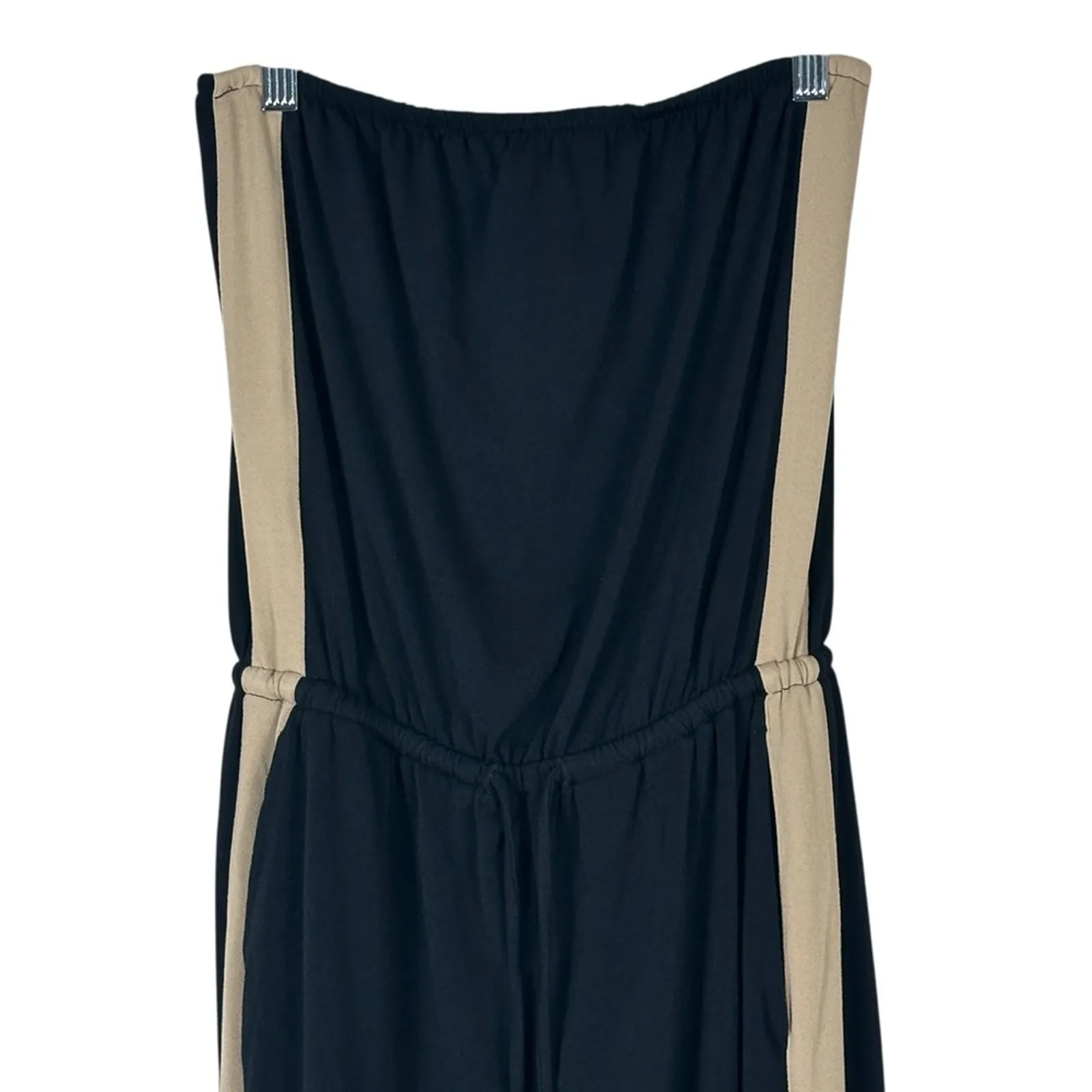 Express Strapless Jumpsuit Womens S Black Beige Pockets Stretch Minimalist - Image 4