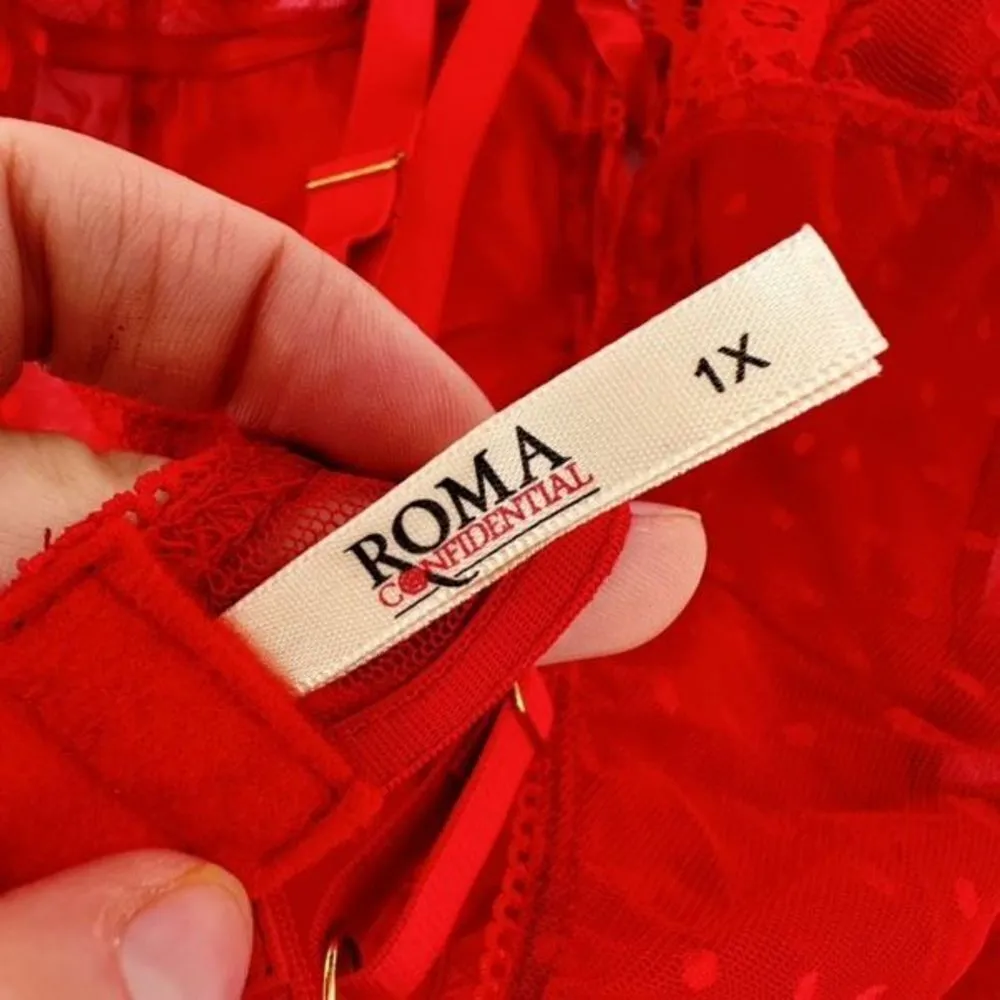 NWOT‎ Roma Red Lace & Satin Tie Up Lace Up Sexy Teddy Plus Size 1X plus size - Image 5