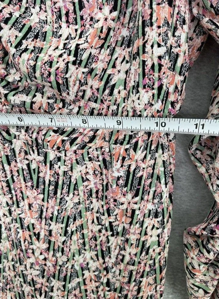 Leith Women's Dress Long Sleeve Mini Size XS Floral Plunge Ruched Sleeve - Image 7