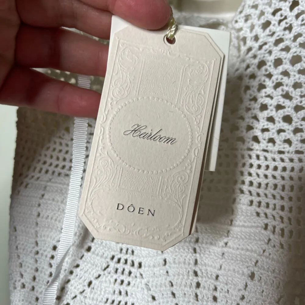 NWT Doen Hairloom hand crochet Tessa mini dress in white pearl sz XS - Image 9