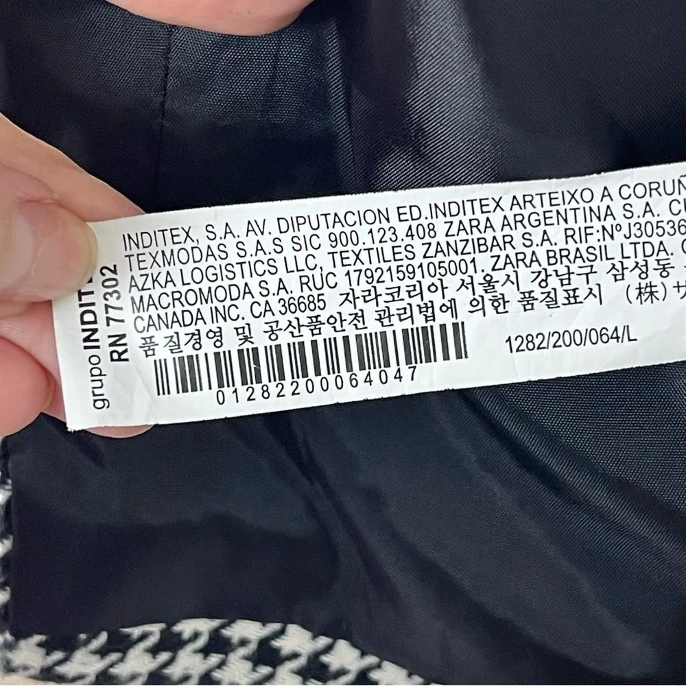 Zara Cropped Houndstooth Boxy Fit Blazer Double Breasted Size Large Blogger Fave - Image 14