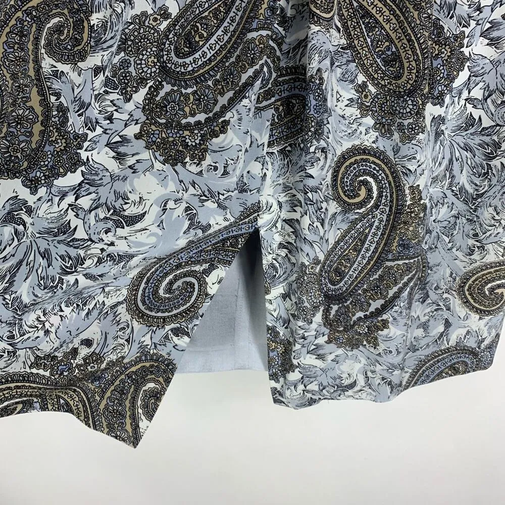 100% Silk Paisley Skirt Blue Grey Black Sz 12 - Image 2