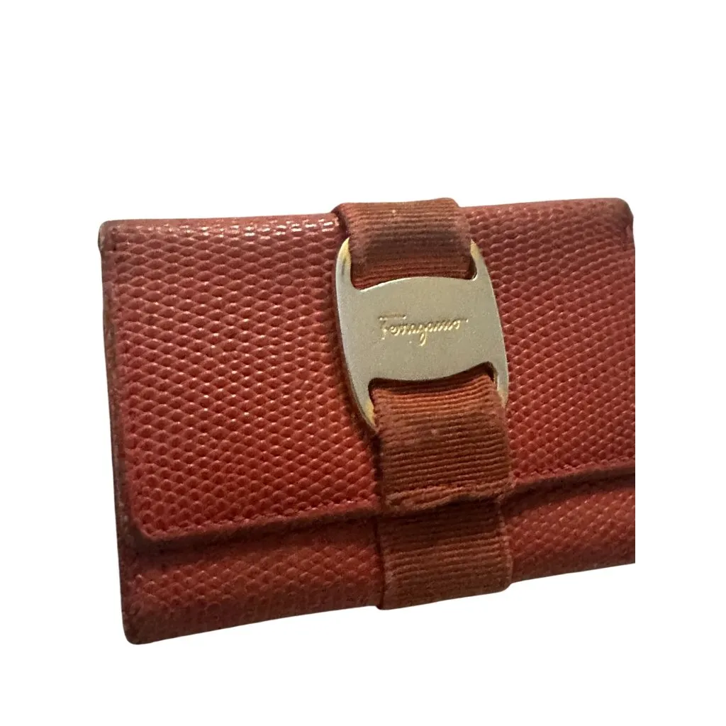 FERRAGAMO Vintage Orange Leather Logo Key Holder Case - Image 3