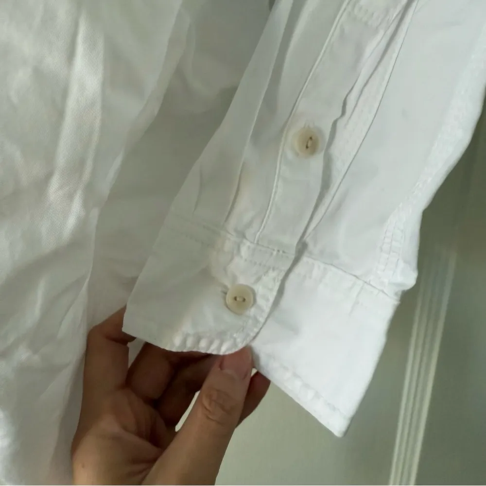 Denim Button-Up Shirt in Eyelet White: Garment-Dyed Edition Medium NWT - Image 10