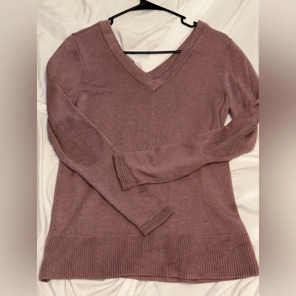 Market & Spruce  Double V-Neck Sweater in Plum Size M New Slightly Off Shoulder - Image 8