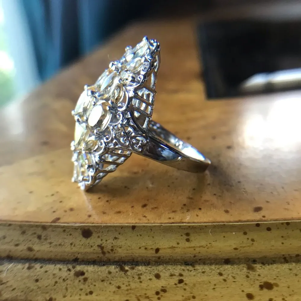 Natural Citrine Sterling Silver Cocktail Ring Size 8 - Image 3