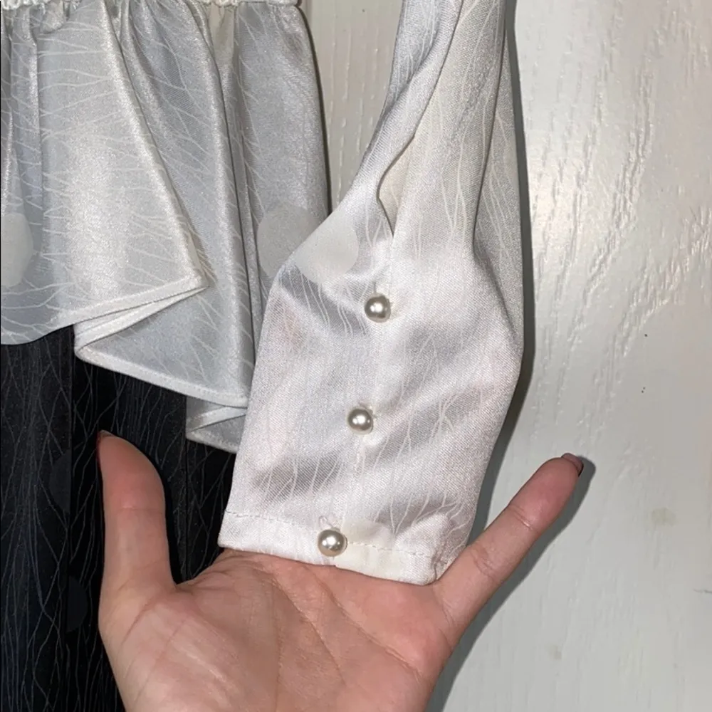 80s VINTAGE BLACK & WHITE COCKTAIL DRESS HOLIDAY NYE - Image 3