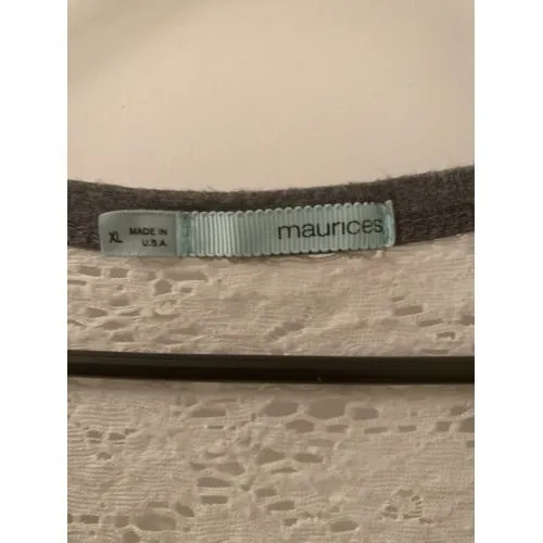 Maurices Shirt Women's Long Sleeve Lace Top Blouse Shirt Size XL Beige Gray - Image 3