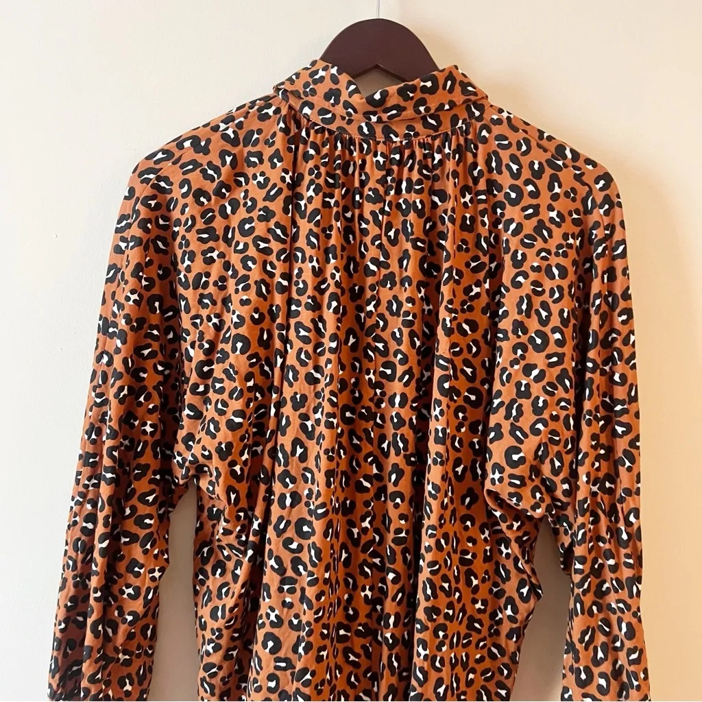 Anthropologie Porridge Abbe Leopard Button Down Top NEW Size Small Brown - Image 10