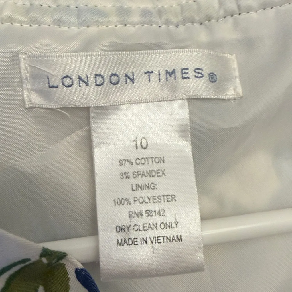 London Times Floral Sleeveless Floral Side Zip 100% cotton size 10 - Image 9