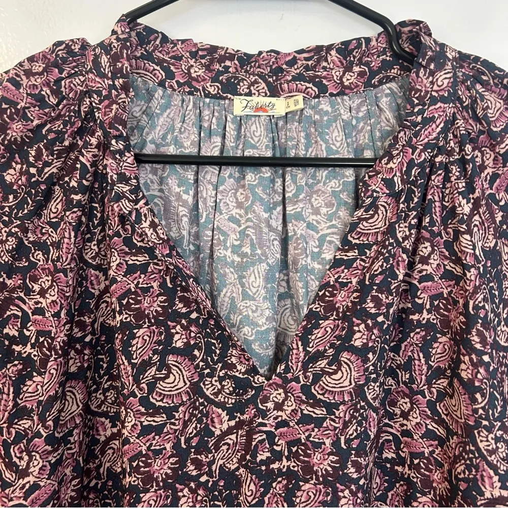 Faherty Portia Peasant Blouse in Fiona Paisley Block Print Size Small - Image 3