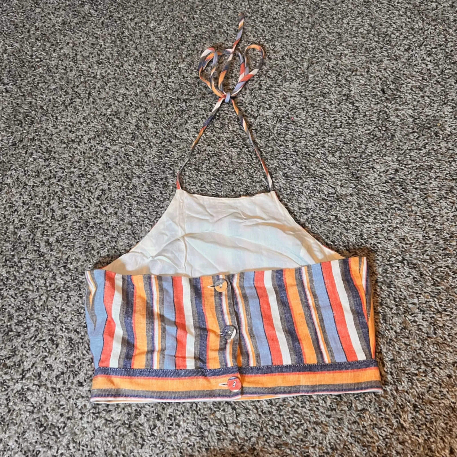 Le Lis Collection Striped Halter Top Sleeveless‎ Casual Crop Top Size S Orange - Image 6