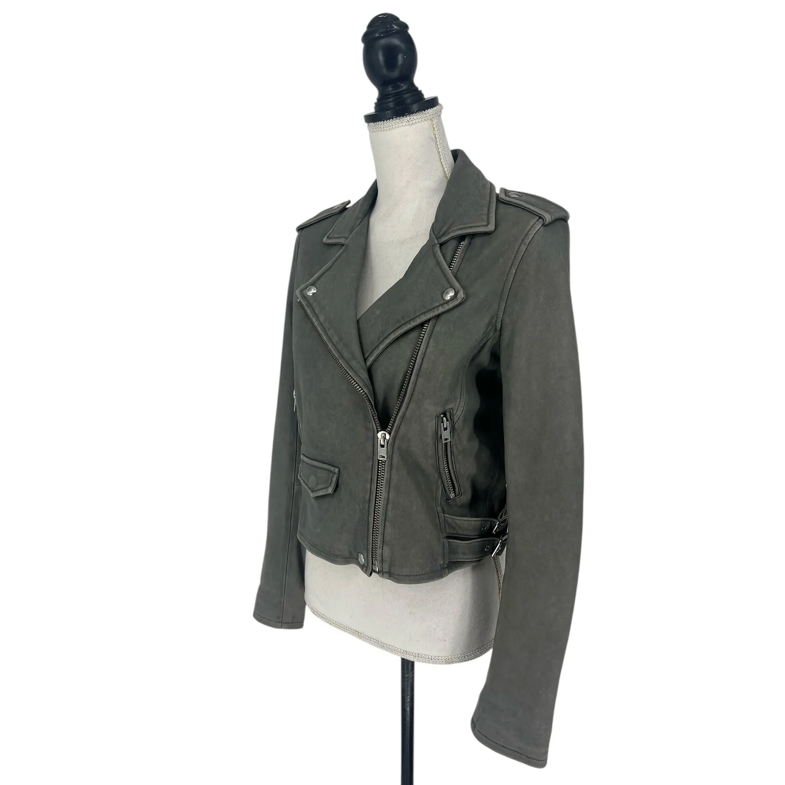Iro Ashville Lamb Leather Moto Jacket in Gray - Image 8