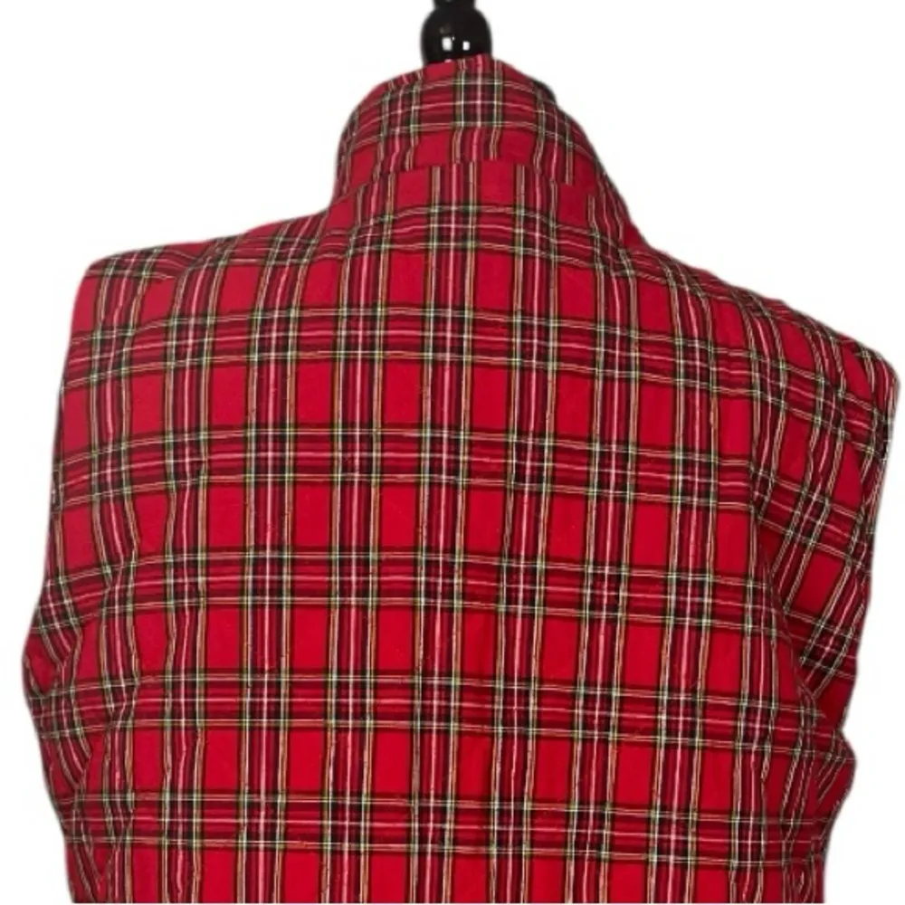 Glizy Quilted Vest Snap Front Reversible Green Red Plaid Women’s Size 2XL - Image 11