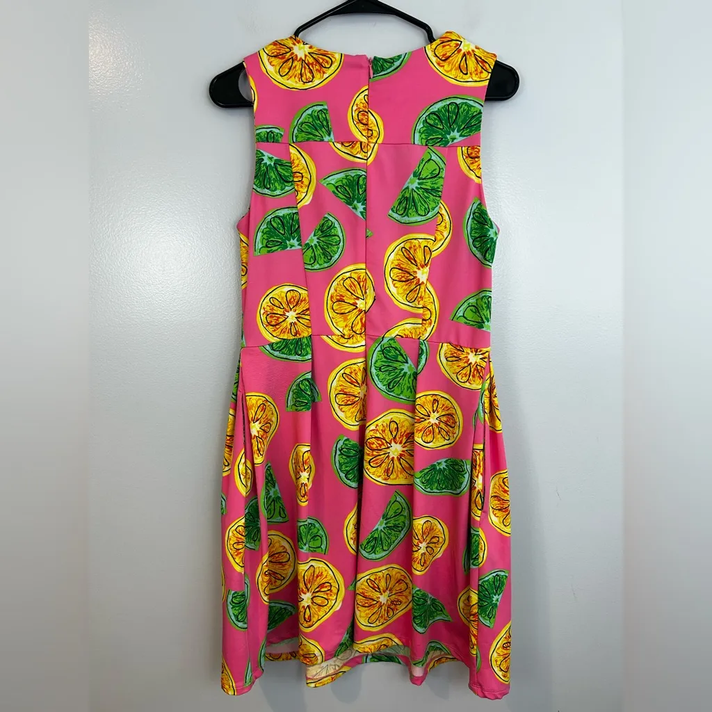 JB by Julie Brown Pink Lemon/Lime Sleeveless Neon Mini Dress Size Medium - Image 7
