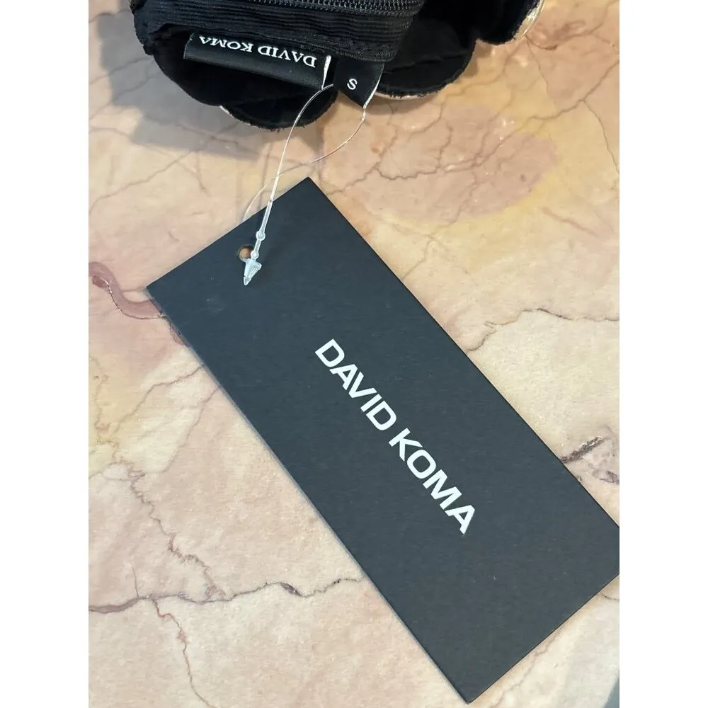 David Koma Crystal Stone Patch Long Gloves in Black & Silver Small New Womens - Image 6