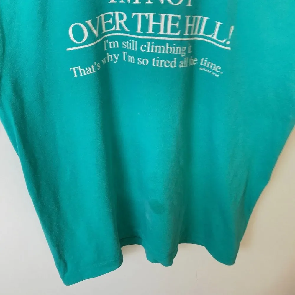 90s Vintage Distressed I'm Not Over The Hill T Shirt Single Stitch Funny Humor Size XL - Image 16