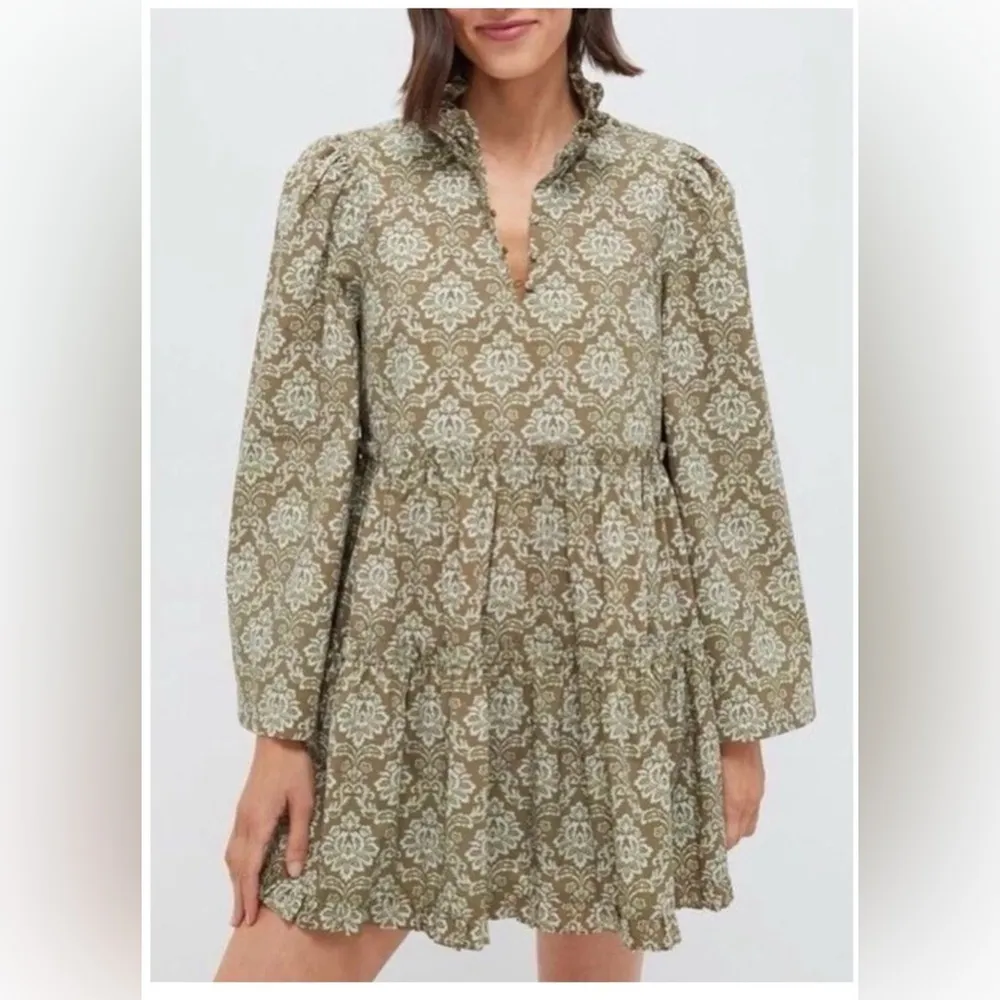 Hyacinth House Russell Mini Dress M NWT Cotton Moss Floral Ruffle Cottagecore - Image 10