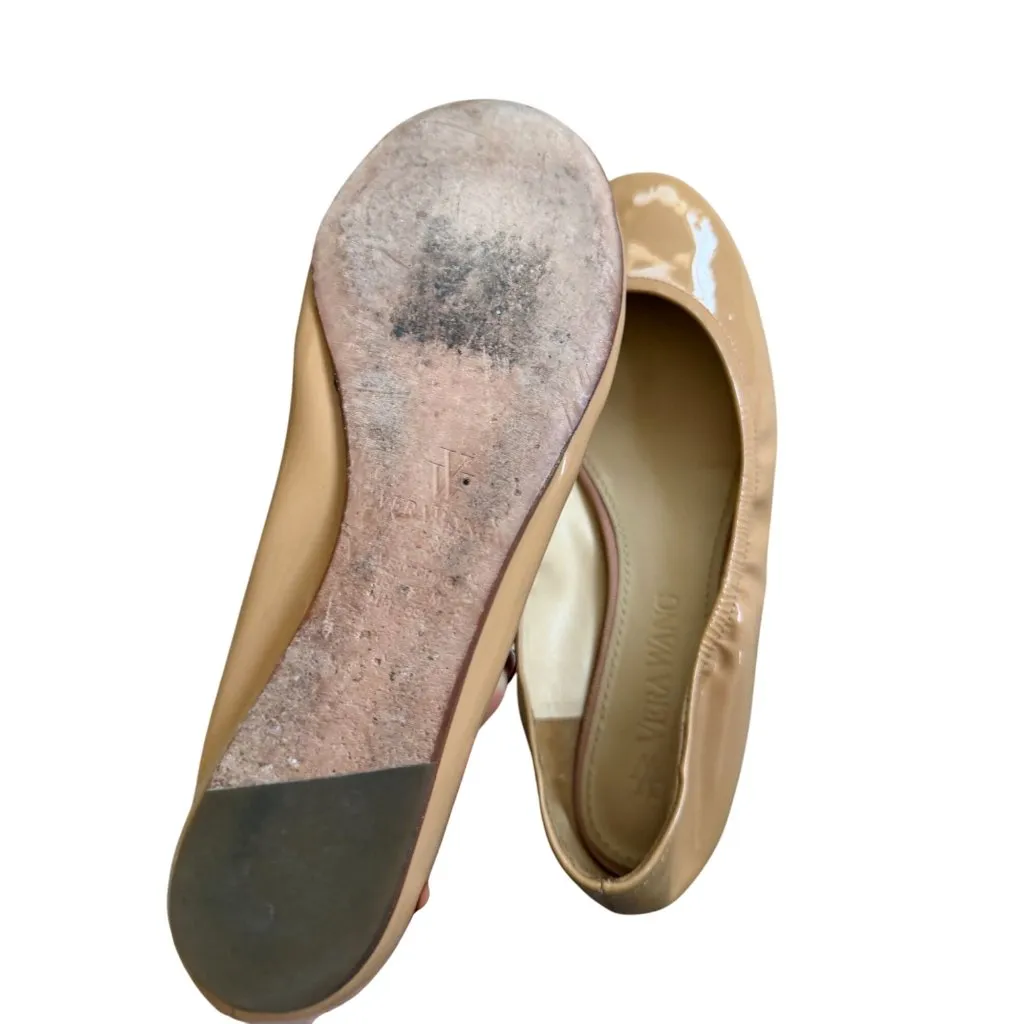 VERA WANG Nude Beige Patent Leather Ballerina Ballet Flats Size 8.5 - Image 6