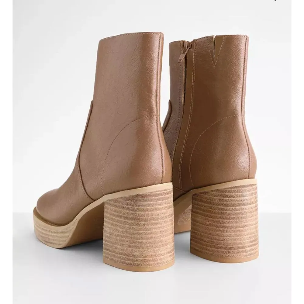 Oasis‎ Society Chunky Heeled Ankle Boot Size 8.5 Brown - Image 3