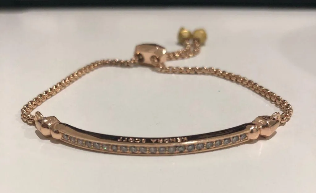 Kendra Scott Rose Gold Rhinestone Cubic Zirconia Bar Band Adjustable Bracelet - Image 2