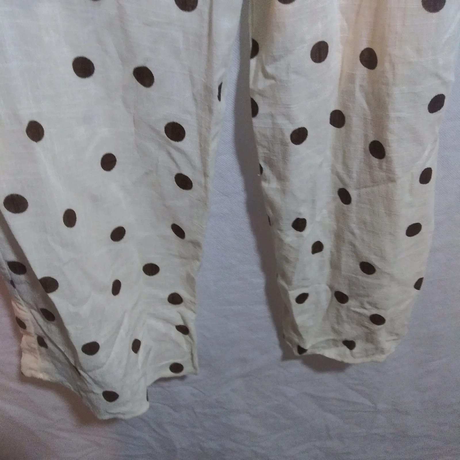 Monteau Juniors Linen Polka Dot Belted Sleeveless Jumpsuit Beach Size Small - Image 5