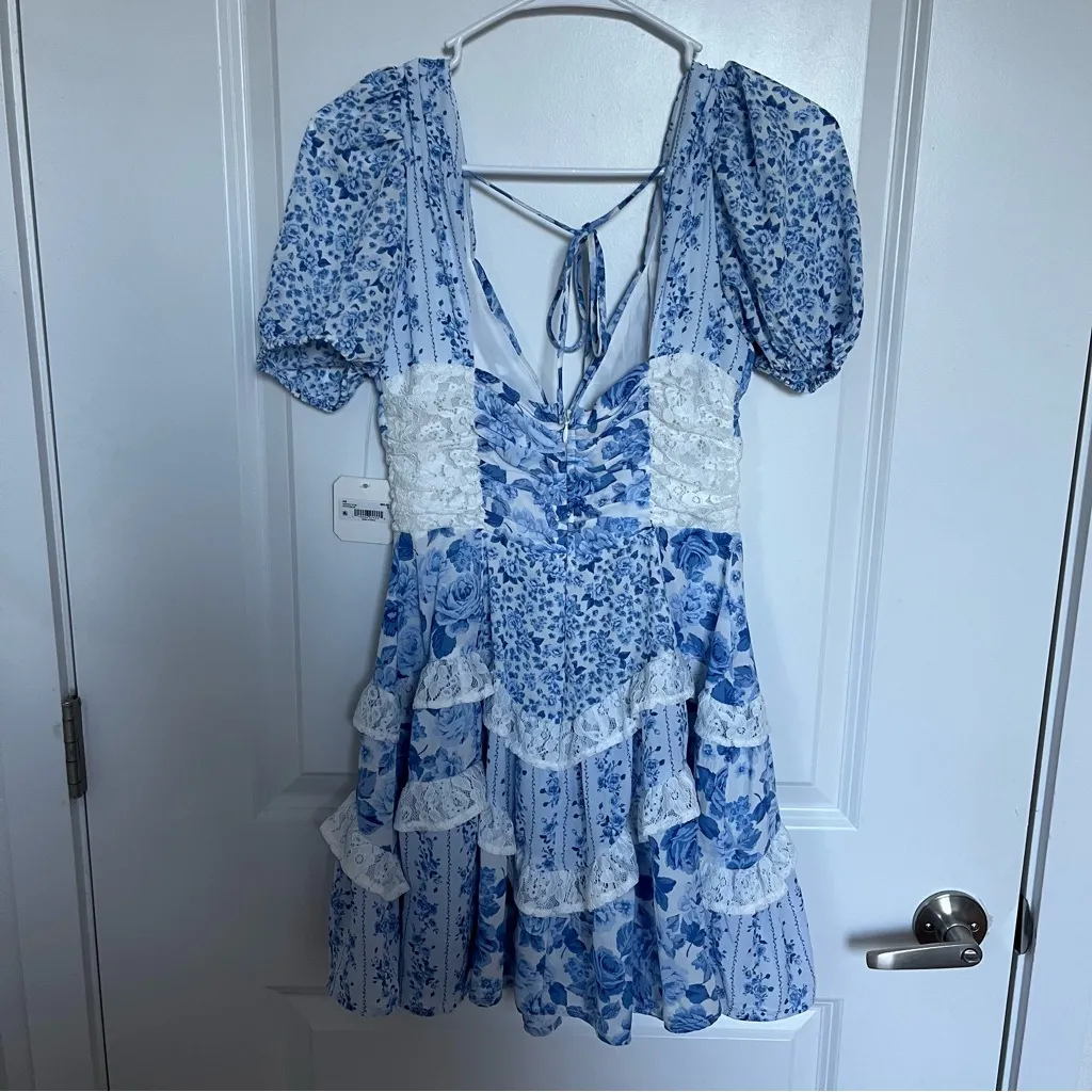 NEW Altar’d State Blue Aderny Floral Mini Dress Size XL Available - Image 10